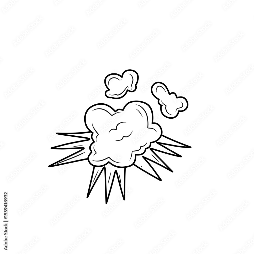 Obraz premium hand drawn comic explosion smoke cloud icon