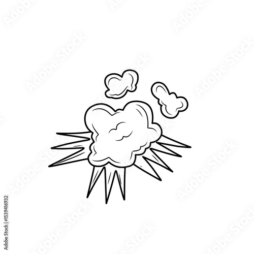 hand drawn comic explosion smoke cloud icon