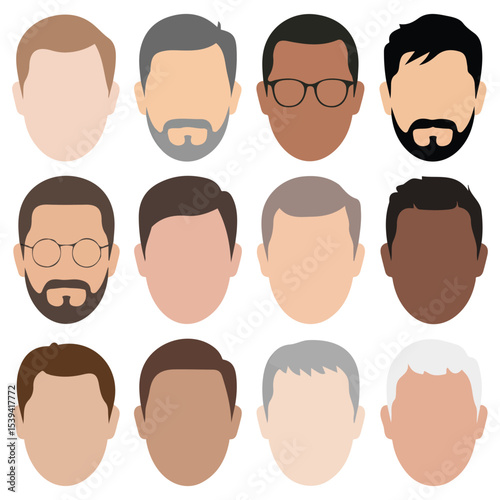 hair styling icons for woman and man isolated vector illustration on white background