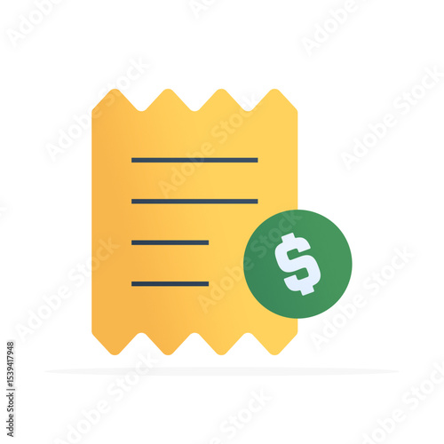Receipt icon, colored flat vector. modern and minimalist design.