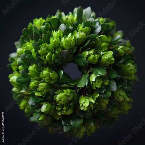 Lush Green Leaf Wreath  Circle Frame  Nature Border  Spring Plant  Botanical  Floral Desig