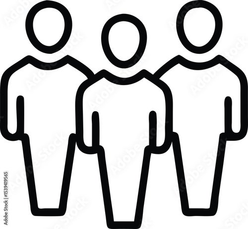 Group of People Icon – Minimal Line Style Symbol of Team or Community with Transparent Background for UI, Social, or Collaborative App Design Concepts
