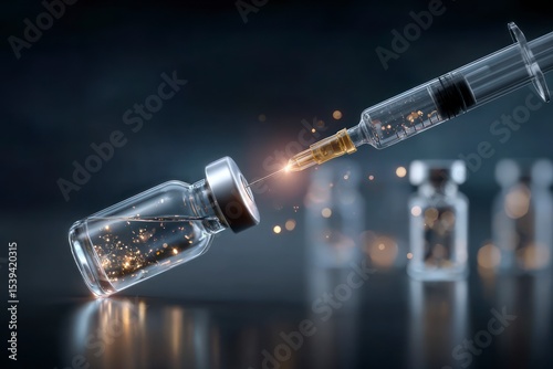 Anti Aging Therapy  Syringe Injecting NAD  Serum into Vial