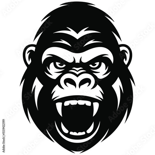 angry gorilla head isolated vector illustration on white background