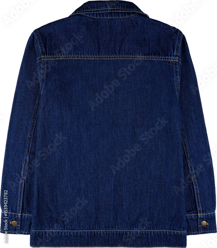 blue jeans jacket back view isolated on white background