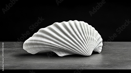 White shell smooth texture dramatic lighting dark background