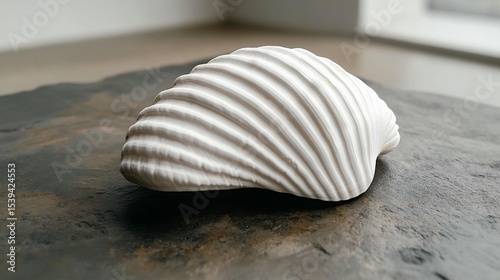 White seashell on dark surface nature photography