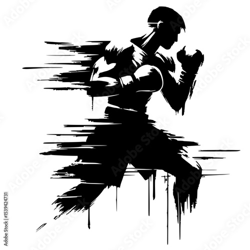 Abstract boxer portrait silhouette