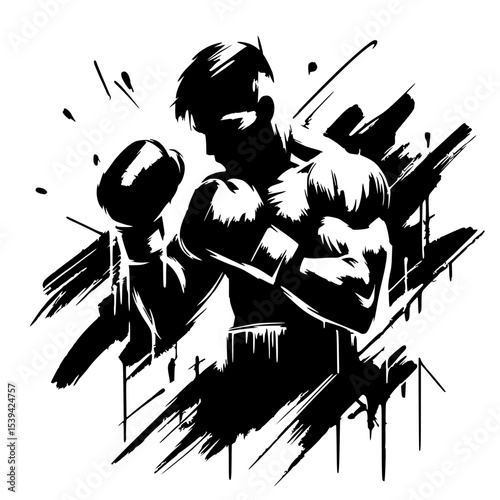 Abstract boxer portrait silhouette