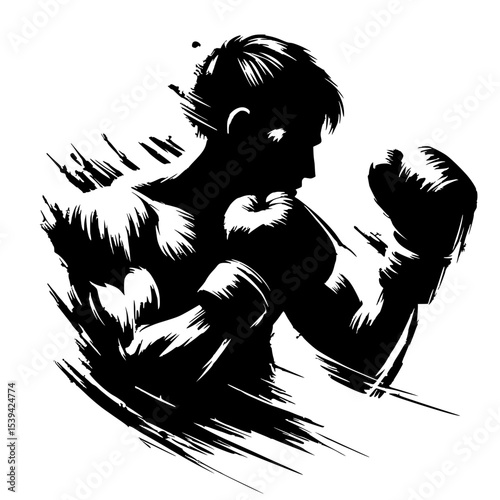 Abstract boxer portrait silhouette