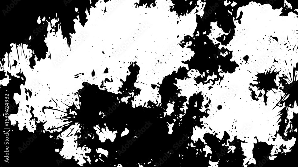 Obraz premium Explosive Black Ink Splatter Texture on White Background, Grunge Abstract Art