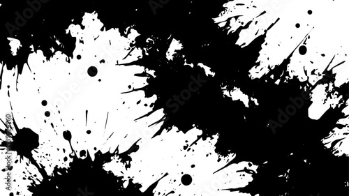 Explosive Black Ink Splatter Texture, Abstract Grunge Paint Splash Background
