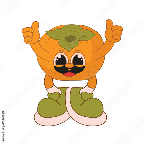 Persimmon fruit mascot logo character cartoon illustration