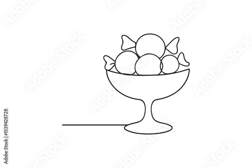 Candy Dish continuous one line drawing minimalism design