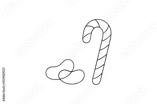 Jelly Beans and Stick Candy continuous one line drawing minimalism design