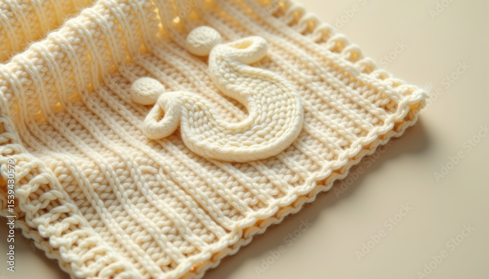 Obraz premium Soft knitted blanket with breastfeeding symbol print on beige background 