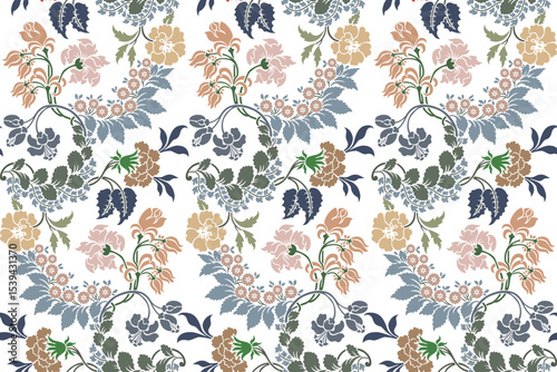 seamless floral pattern damask style motifs suitable for wallpaper, clothing, curtain, textile, tile and fabric design isolated illustration vector archive EPS file.