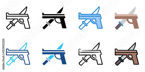  Criminal icon set multiple style collection 
