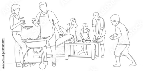 Family and Friends Grilling Together – Backyard Barbecue Gathering