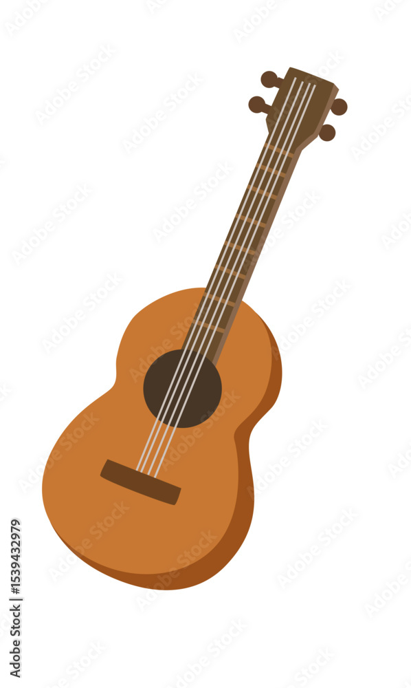 Obraz premium Guitar vector. Musical instrument clipart. Flat vector in cartoon style isolated on white background.