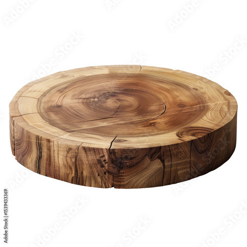 Rustic Wooden Tabletop Slice Rustic Wood Round Tabletop Natural Wood Grain Texture Perfect for Interior Design Projects