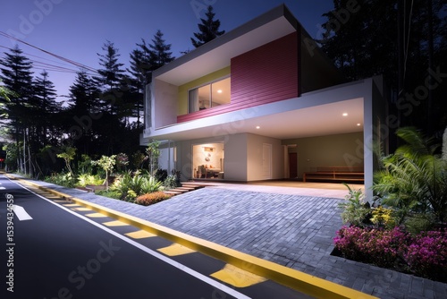 Modern home at twilight (1)