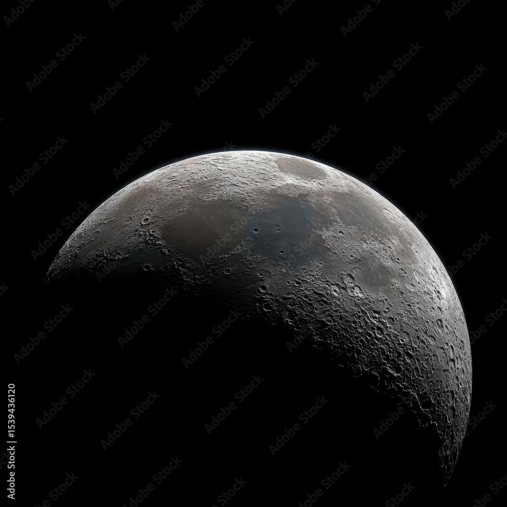 Obraz premium High Resolution Moon Crater Surface Night Sky Space Exploration Celestial Body Astrono
