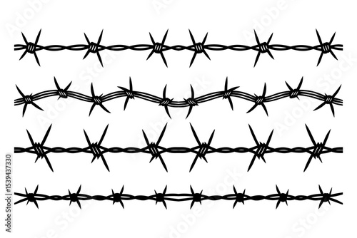 Barbed wire vector illustration isolated on white background for security and protection concepts