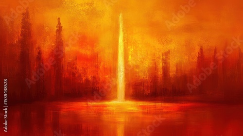 Fiery Sunset Waterfall