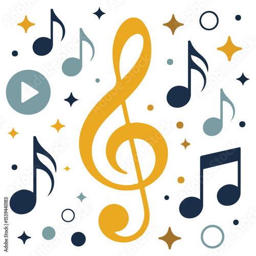 melody and songs playlist design isolated vector illustration on white background