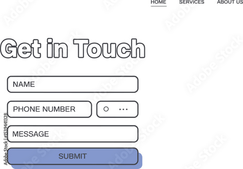 Simple modern website contact form featuring name phone message and submit button for user engagement