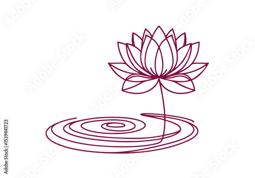 Lotus Flower Continues Single Line Hand Drawn Natural Illustration Vector Isolated by AZ for Books, Arts, Design and Decoration Graphic Asset