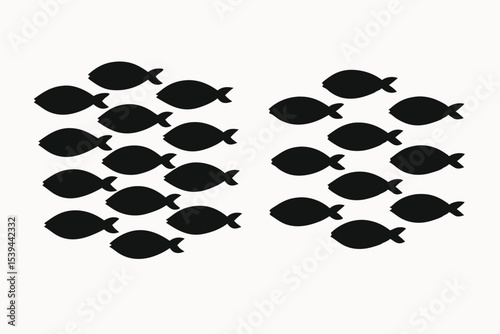 Two Schools of Fish A Simple Black and White Illustration