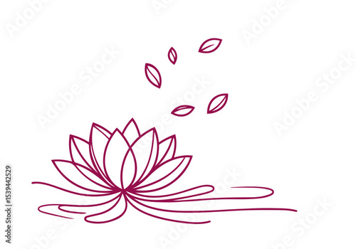 Lotus Flower Continues Single Line Hand Drawn Natural Illustration Vector Isolated by AZ for Books, Arts, Design and Decoration Graphic Asset