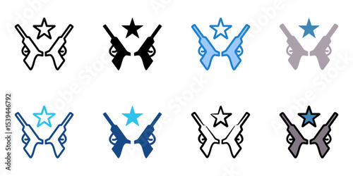 Firearms law icon set multiple style collection 
