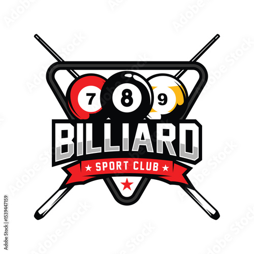 Billiards or Poolroom logo, stick vector, Billiards club logo template design