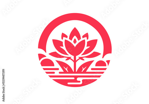 Lotus Flower Hand Drawn Flat Illustration Vector Isolated by AZ for Books, Arts, Design and Decoration Graphic Asset