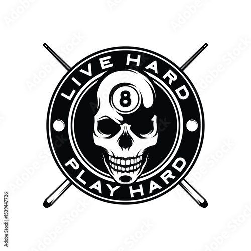 Billiard Skull Mascot Logo Design Illustration Vector