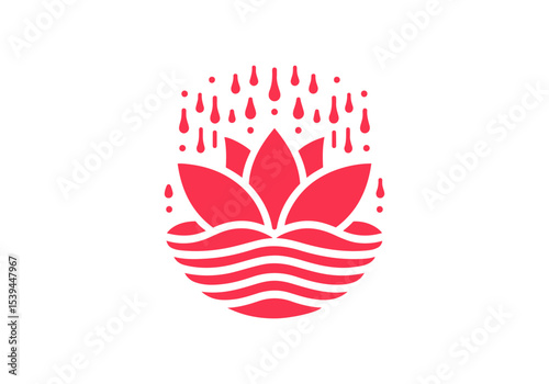 Lotus Flower Hand Drawn Flat Illustration Vector Isolated by AZ for Books, Arts, Design and Decoration Graphic Asset