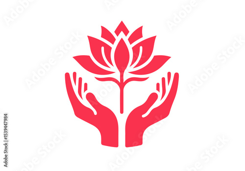 Lotus Flower Hand Drawn Flat Illustration Vector Isolated by AZ for Books, Arts, Design and Decoration Graphic Asset