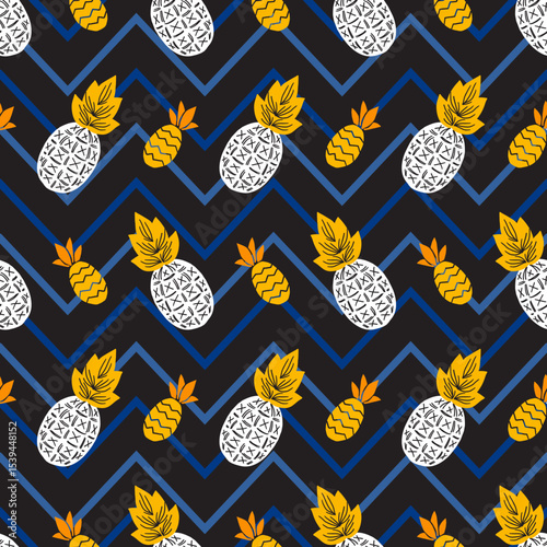 Artistic Pop Pineapples Frenzy Flair Fruit Pattern can be use for background, template, and apparel design