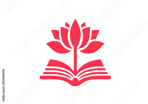 Lotus Flower Hand Drawn Flat Illustration Vector Isolated by AZ for Books, Arts, Design and Decoration Graphic Asset