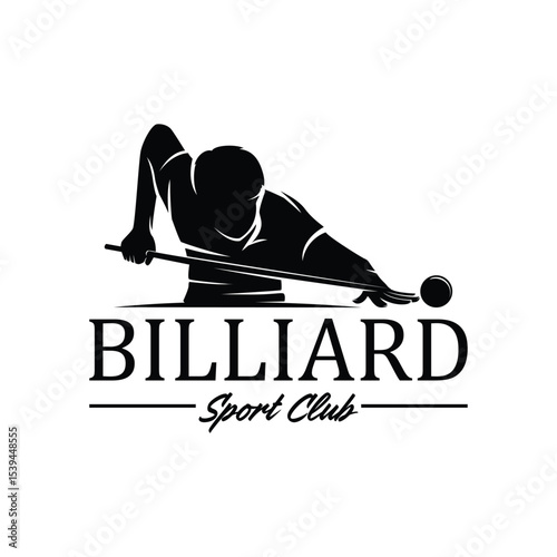 Billiard or Pool room Player Logo Design Illustration Vector
