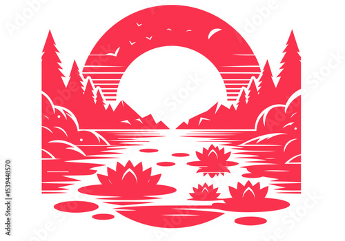 Lotus Flower Hand Drawn Flat Illustration Vector Isolated by AZ for Books, Arts, Design and Decoration Graphic Asset