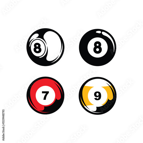 Billiard Sports Logo Design Illustration Vector