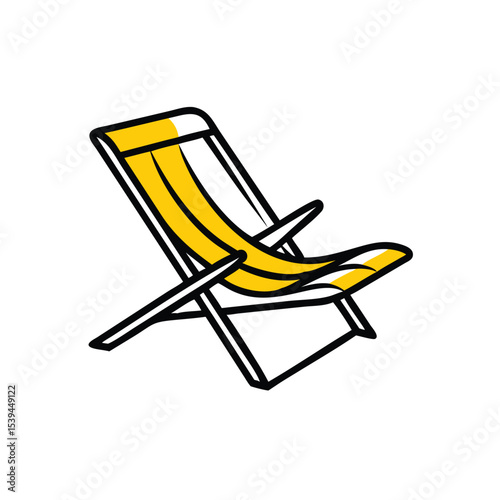 Yellow beach chair doodle art summer relaxation vacation