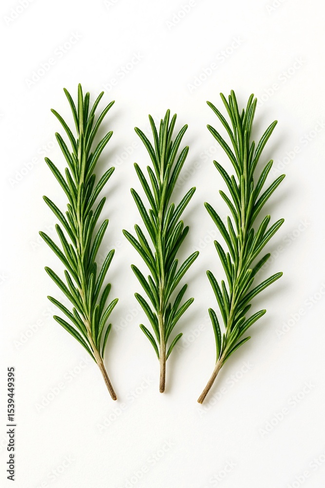 Fototapeta premium Three rosemary sprigs isolated on white background