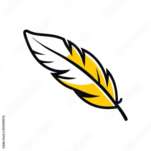 Yellow and white feather doodle art illustration design