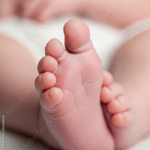 Close up of baby feet newborn toes small foot skin care babyhood infancy motherhood parenthood love care