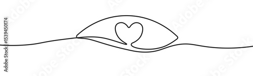 Eye with love one continuous drawing doodle vector design